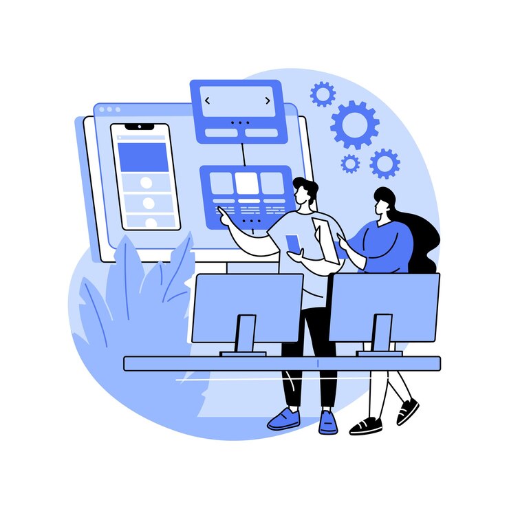 Mobile apps development isolated cartoon vector illustrations