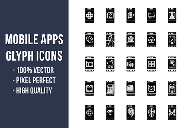 Mobile Apps Glyph Icons