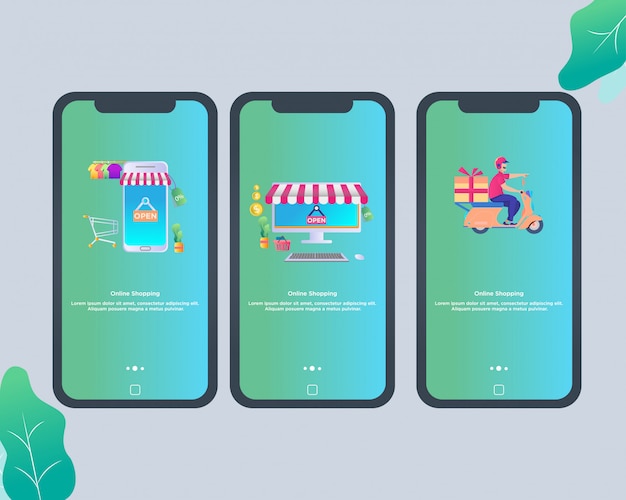 Vector mobile apps for online shop