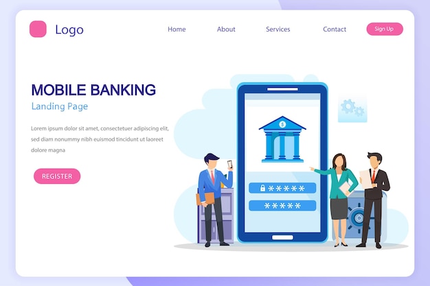 Vettore dell'illustrazione del concetto di mobile banking