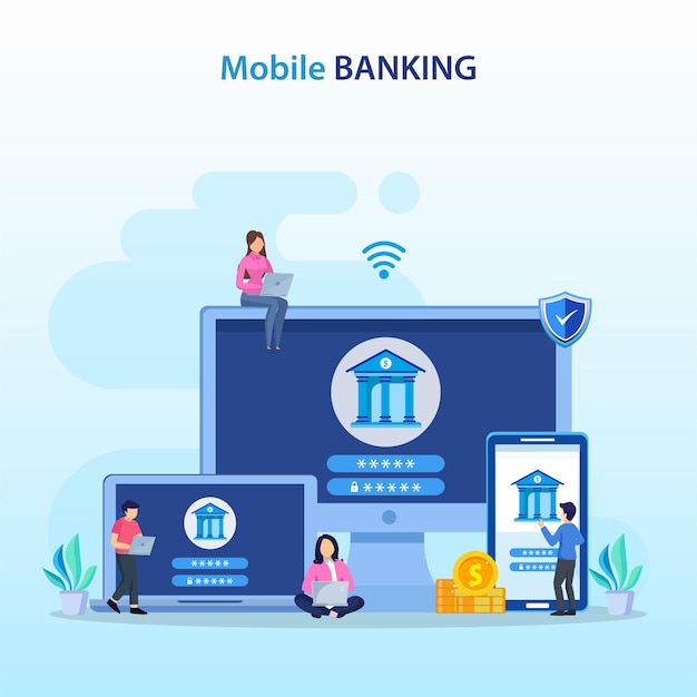 Mobile banking concept illustration vector
