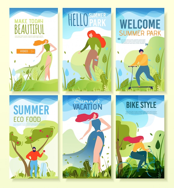 Mobile banners with summer greeting, invitation.