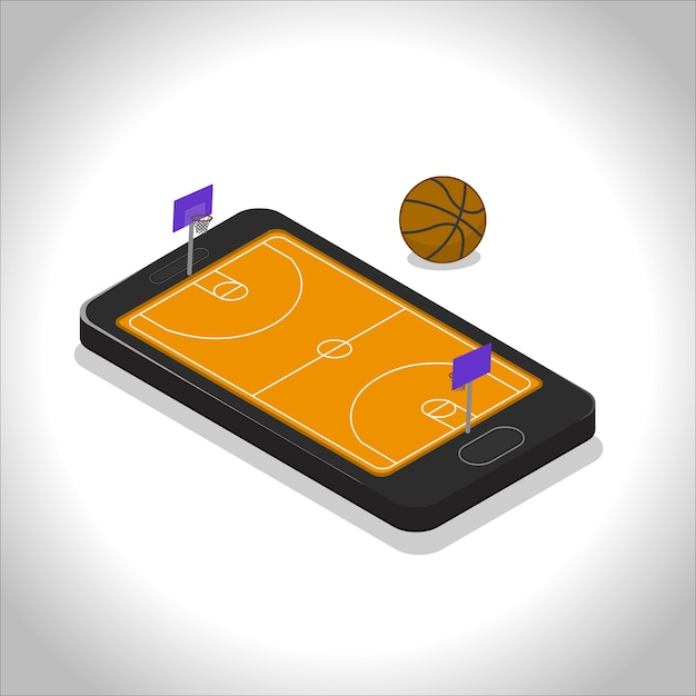 Vector mobile basketball sport game