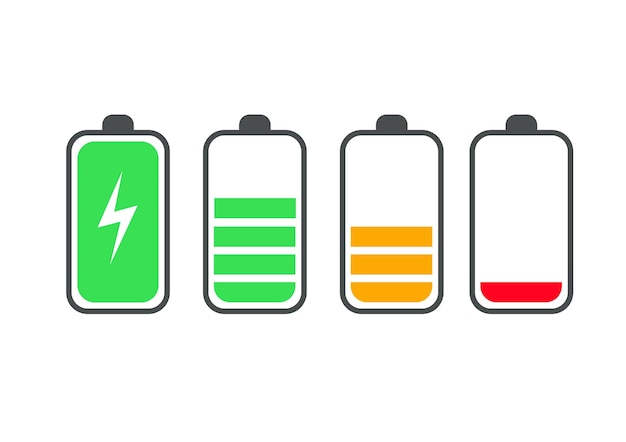 Vector mobile battery icos empty battery to full battery