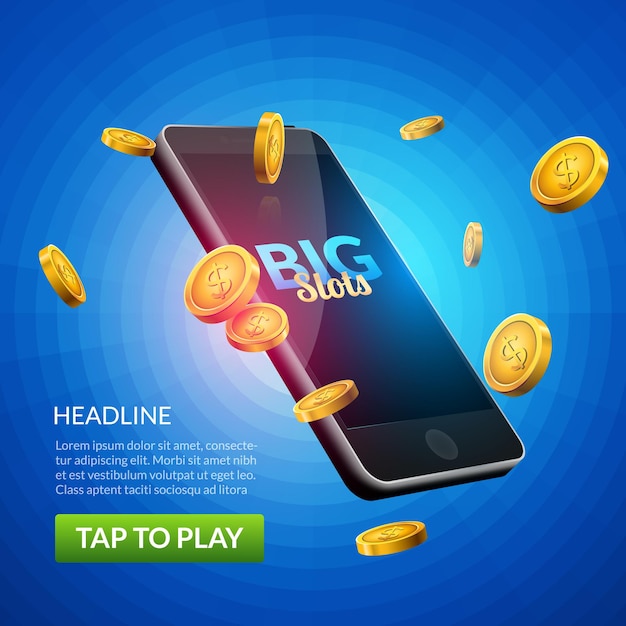 Vector mobile casino slot game banner