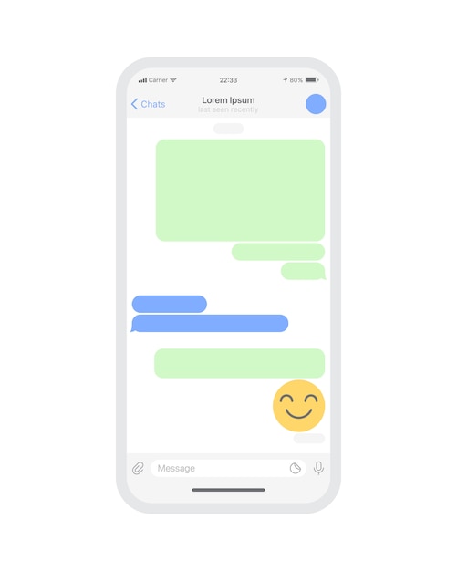 Mobile Chat App UI Concept Blank Vector Template