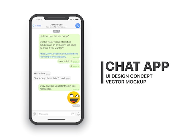 Vettore concetto di ui ux di whatsapp telegram messenger chat app mobile