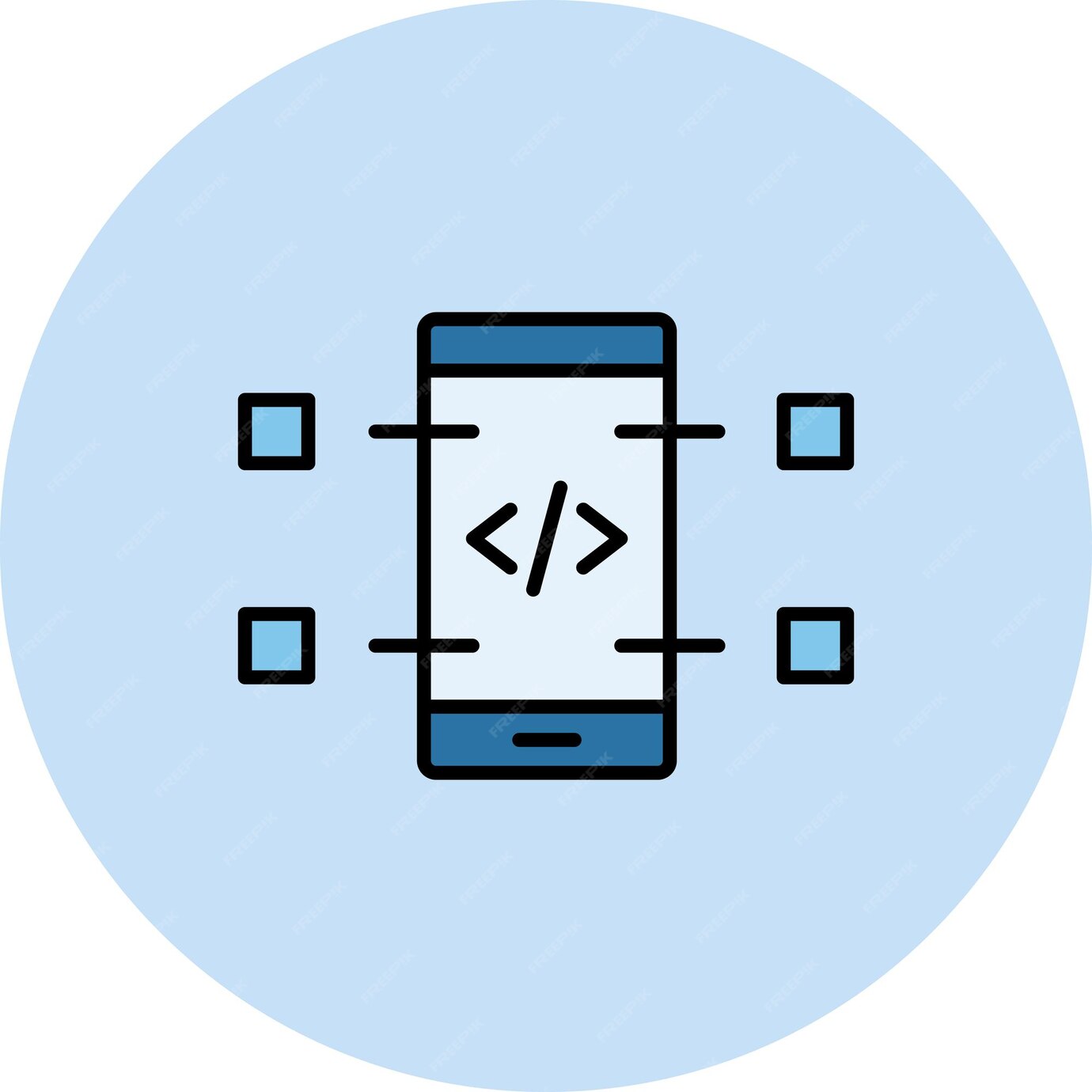 Premium Vector | Mobile Coding Flat Illustration
