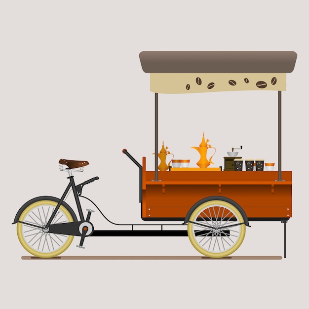 Mobile coffee bike shop con arabian brewing style