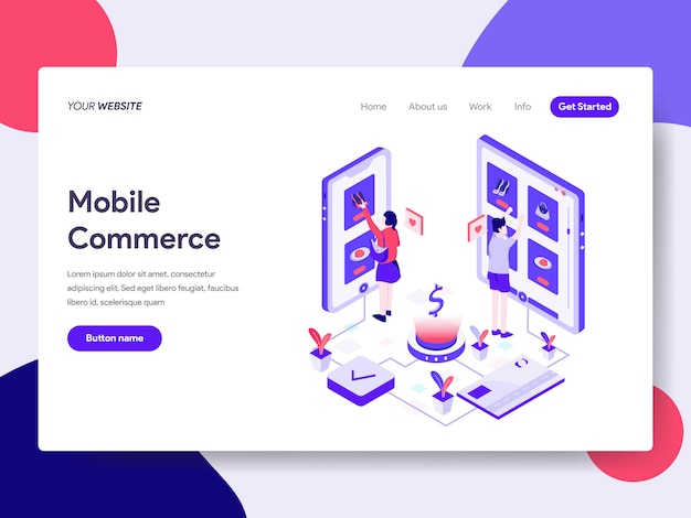 Vector mobile commerce isometric illustration