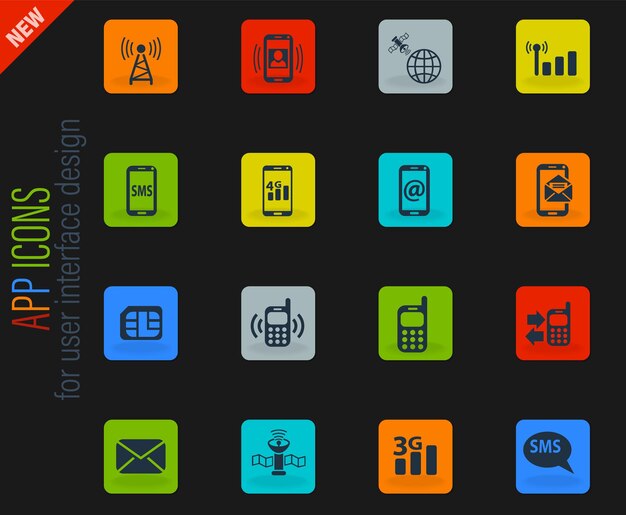 Mobile connection icon set