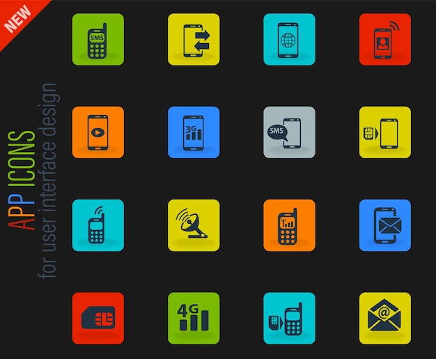 Mobile connection icon set