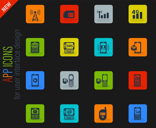 Mobile connection icon set