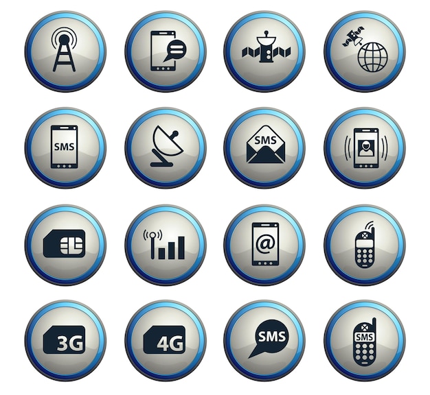 Mobile connection vector icons for web and user interface design