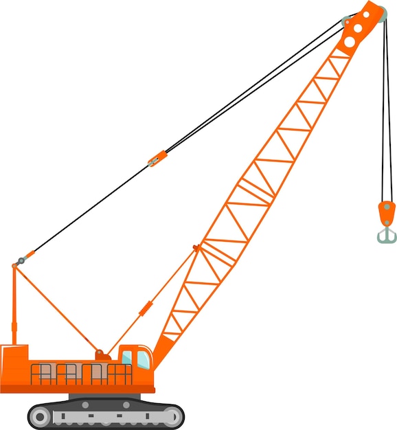 Mobile Crane Icon in Flat Style Vector Illustration