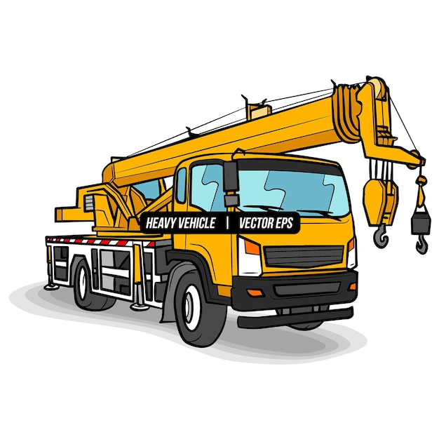 Mobile Crane Truck Lorry Heavy Vehicle Transportation Illustration