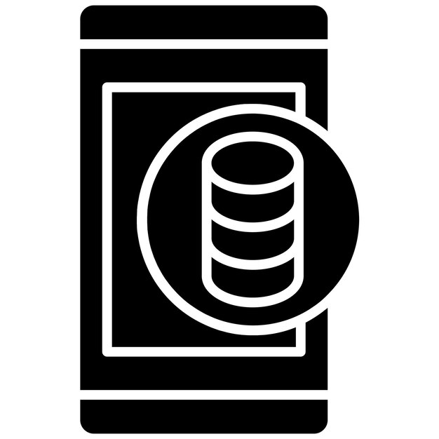 Mobile Database Glyph Solid Black Illustration