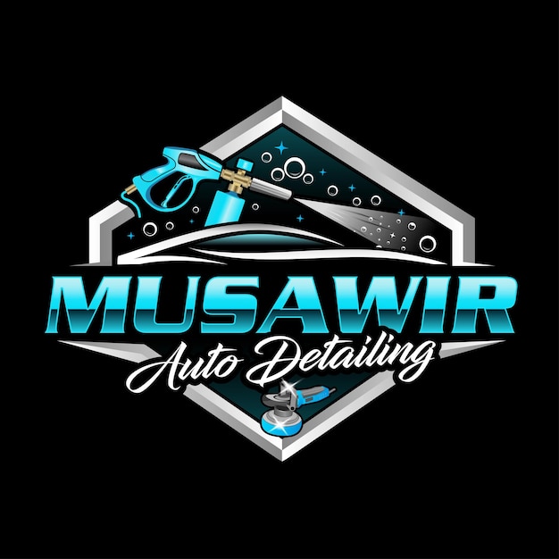 Mobile detailing and pressure wash logo design with buffer