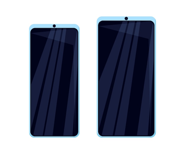 Vettore dispositivi mobili isolati su sfondo bianco set con vista frontale smartphone illustrazione vettoriale piatta