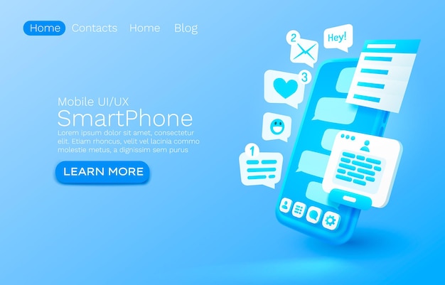 Mobile email message chat internet web site banner design vector