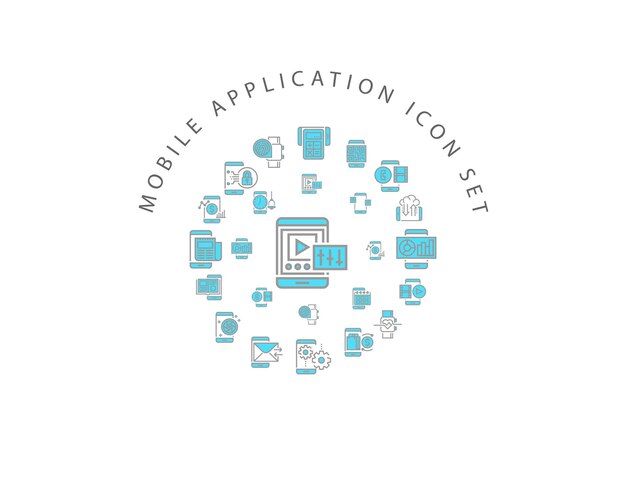 모바일 기능 아이콘 세트 디자인