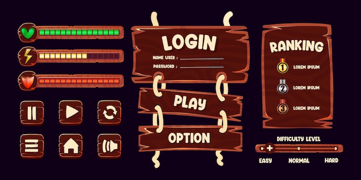 Vector mobile game design user interface ui ux