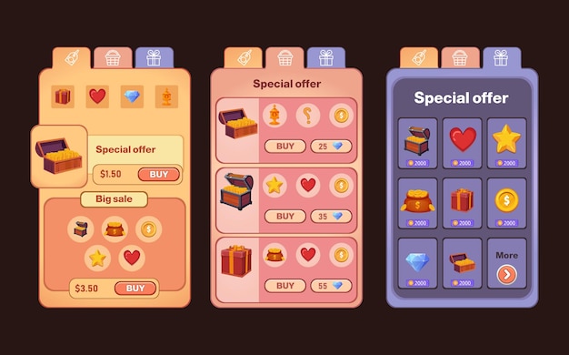 mobile game store , user interface ui - ux