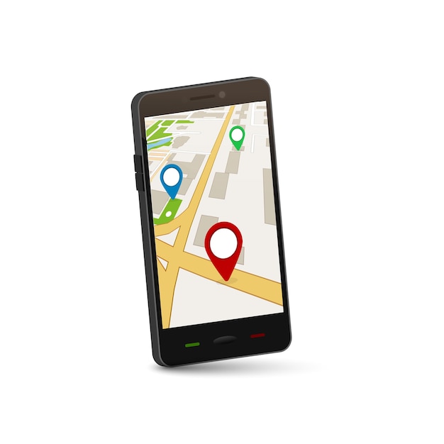 Concetto di navigazione gps mobile. applicazione mappa 3d per gps della città.