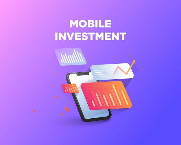 Vector mobile investment illustration vector