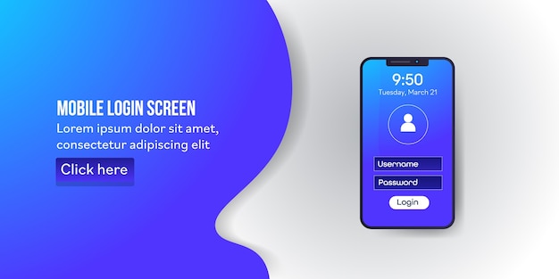 Vector mobile login screen