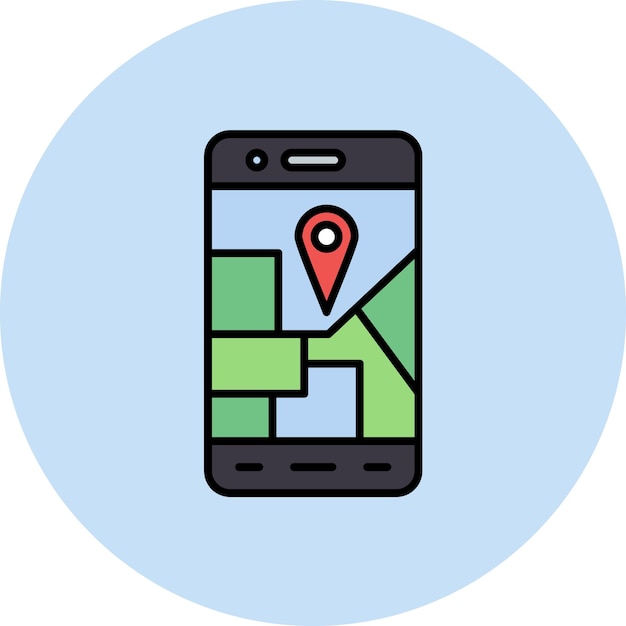 Mobile Map Flat Illustration