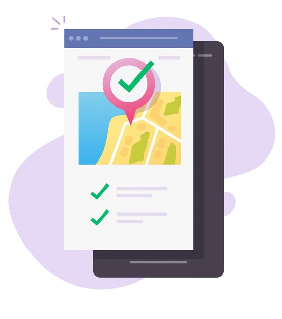 mobile map gps location navigator with pin pointer destination on phone or smartphone positioning roadmap travel path city direction   illustration