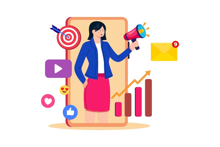 Vector a mobile marketer develops and implements marketing strategies for mobile devices