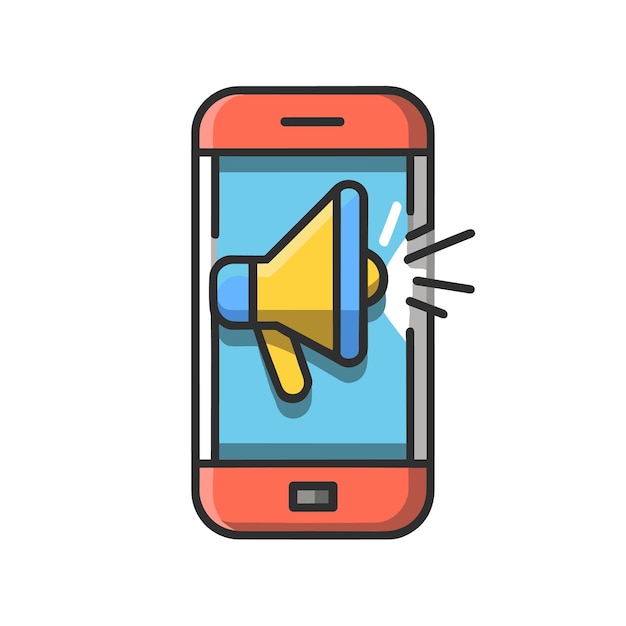 Vettore icona di mobile marketing semplice icona piatta colorata di mobile marketing su sfondo bianco isolato