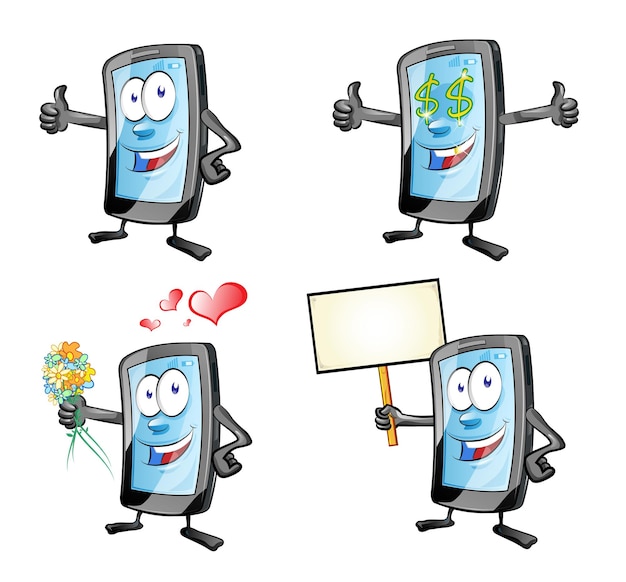 Vector mobile mascot set vector illustration