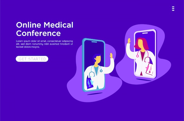 Vector mobile medical online flat illustration