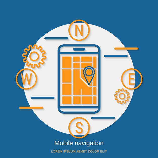 Mobile navigation flat design style vector concept illustration