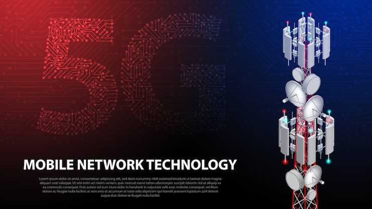 Vector mobile network technology 5g communication tower background
