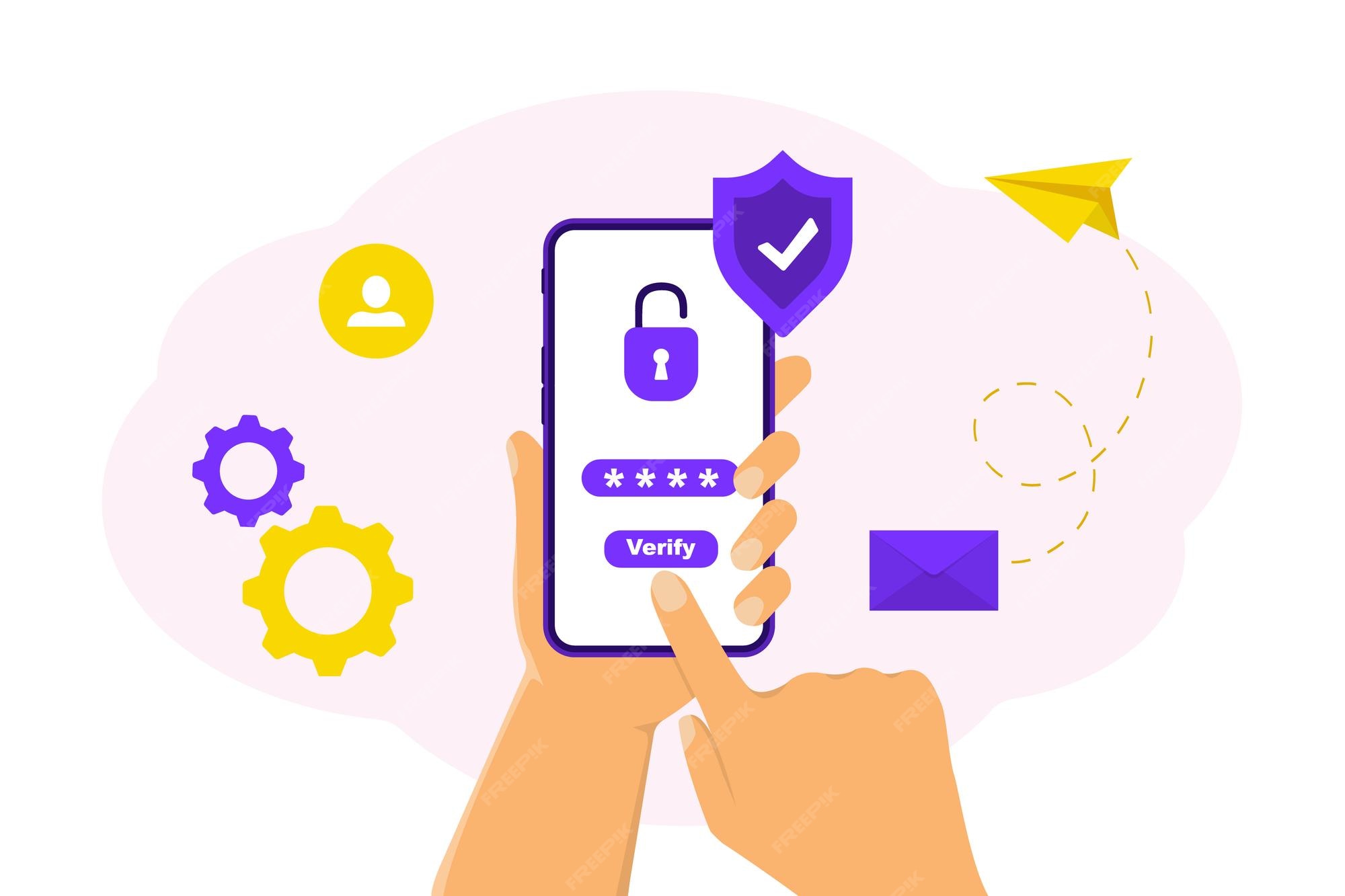 Premium Vector | Mobile OTP secure verification method Mobile phone in ...