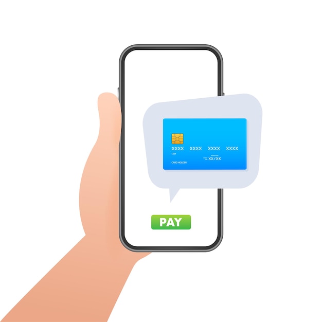 Concetto di pagamento mobile con illustrazione della carta di credito dello smartphone illustrazione vettoriale