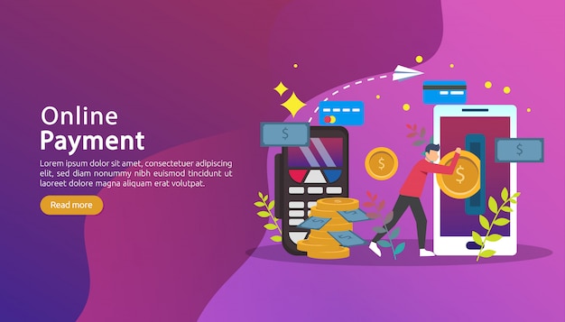 mobile payment or money transfer concept. online market shopping illustration.