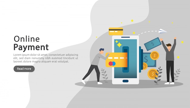 mobile payment or money transfer concept. online market shopping illustration.