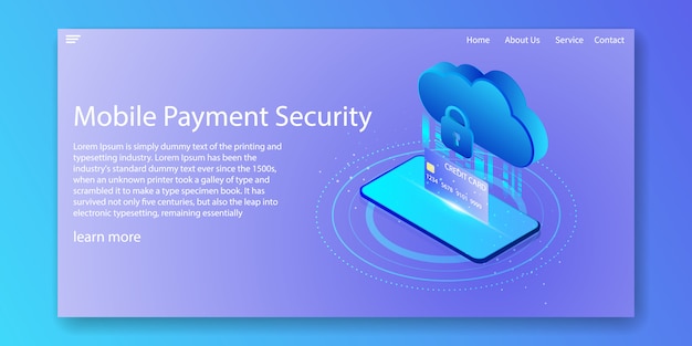 Vettore sicurezza di pagamento mobile isometrica