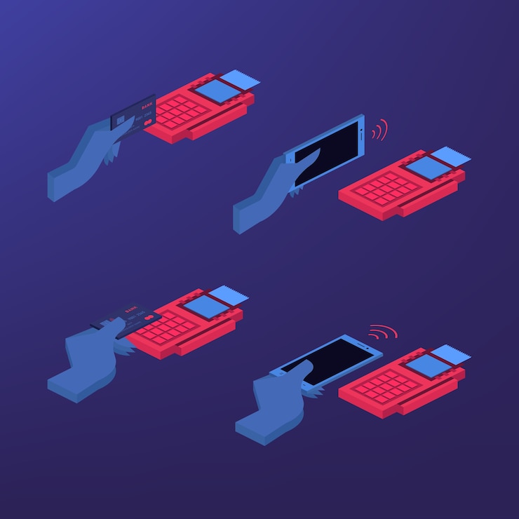 Vector mobile payment set isolated 