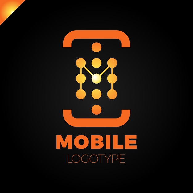 Vettore elementi del modello di progettazione dell'icona di logo della lettera m di app del telefono cellulare