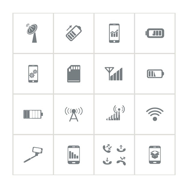 mobile phone application interface icon set with speech bubble paper plane keyboard map pin gsm