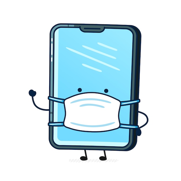 Mobile phone character with medical mask