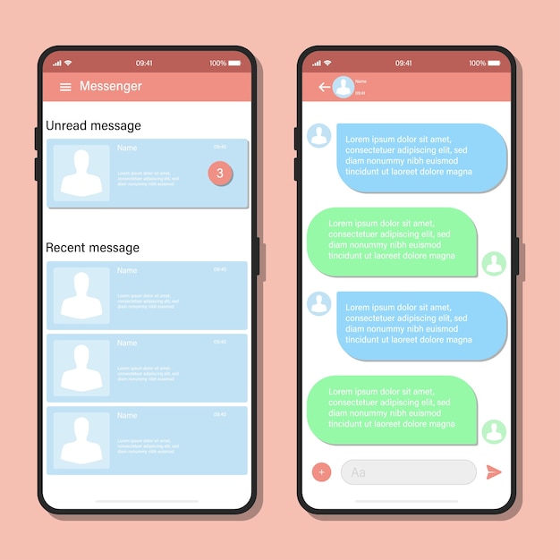 Vector mobile phone chat message concept.