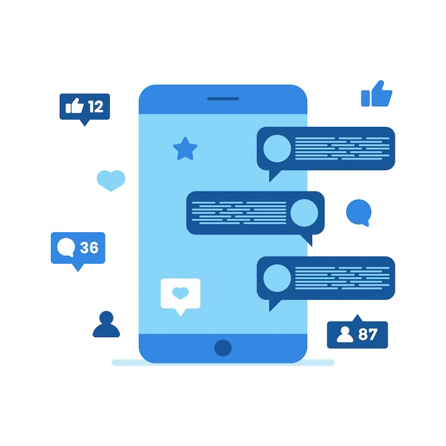 Vettore display del telefono cellulare con app di chat