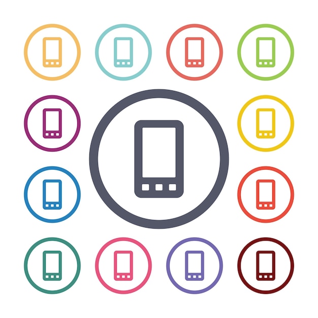 Mobile phone flat icons set